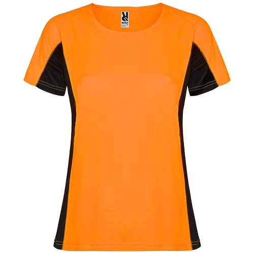 T-shirt Femme personnalisé pour le sport Shanghai ROLY Orange fluo et Noir